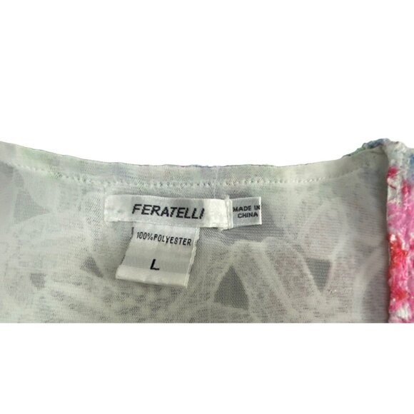 FERATELLI Women Lace Tunic Eyelet Sleeveless Knee Length Floral Sz L White 61-6 - Picture 8 of 15